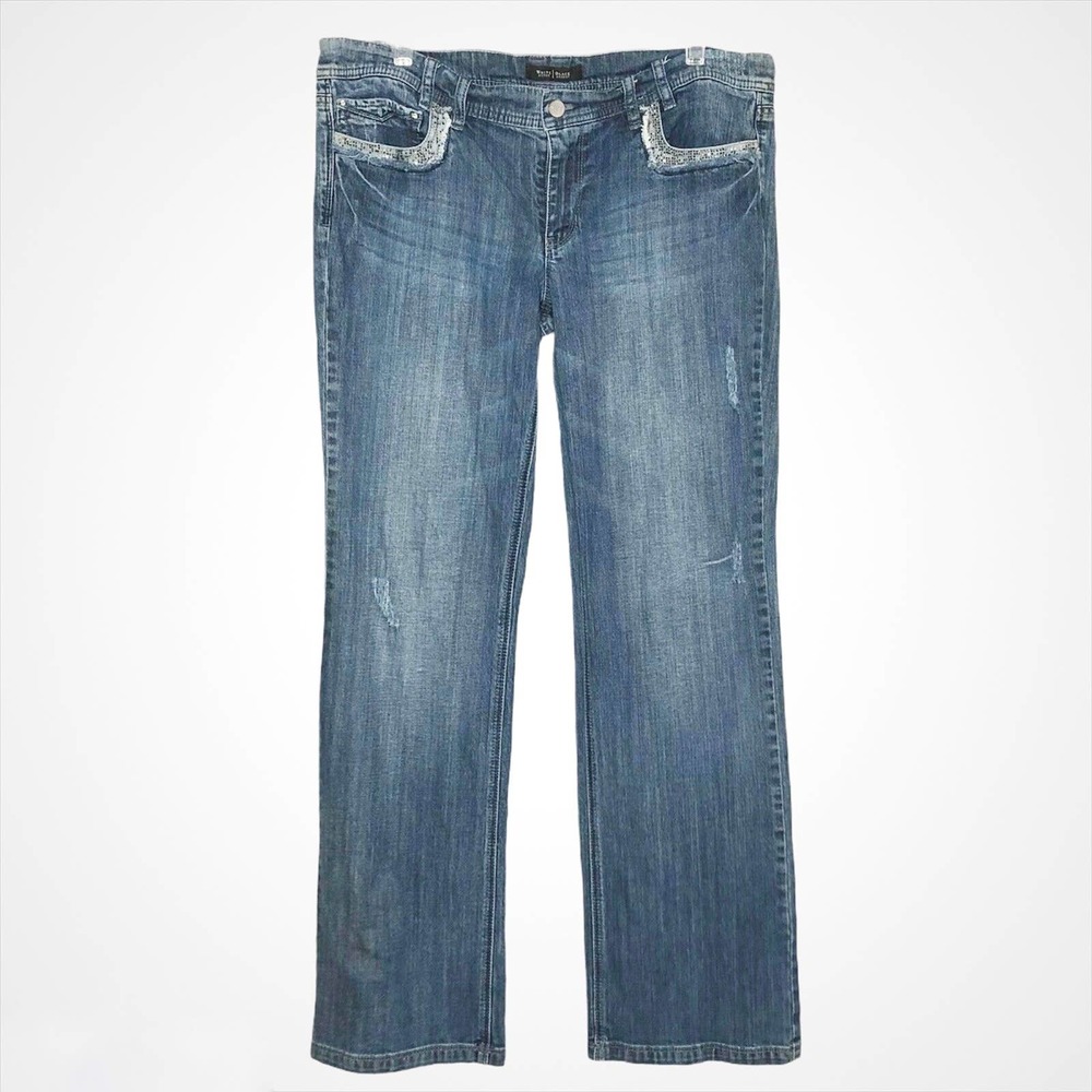 WHBM Distressed NOIR STRAIGHT LEG Jeans Size 14